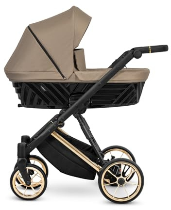 Kunert Ivento Premium 2in1 Kinderwagen mit Goldrahmen, Aluminiumrahmen, Bunt (Braun)