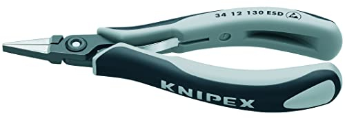 KNIPEX Präzisions-Elektronik-Greifzange ESD mit Mehrkomponenten-Hüllen brüniert 130 mm, 34 12 130 ESD