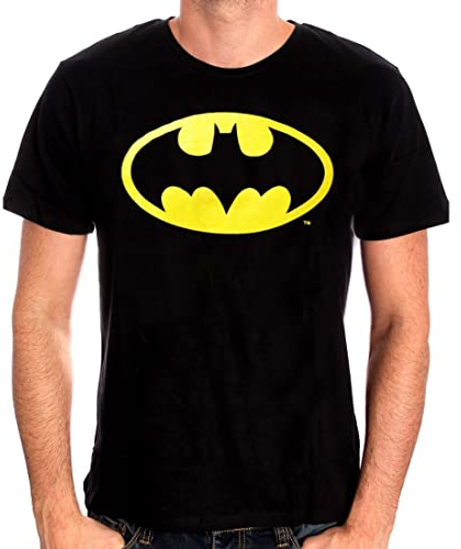 COTTON DIVISION Batman Logo T-Shirt, Noir, Large (Taille Fabricant: L) Homme