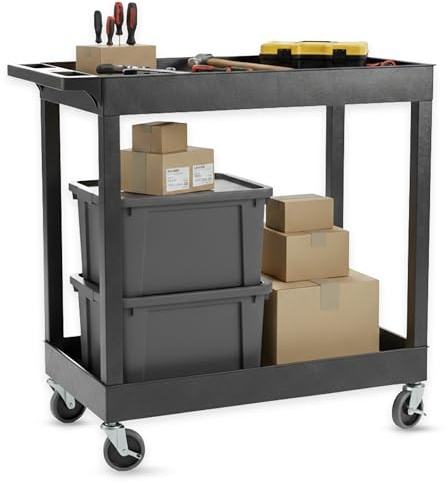 Luxor 32 x 18 Tub Storage Cart 2 Shelves - Black, (EC11-B)