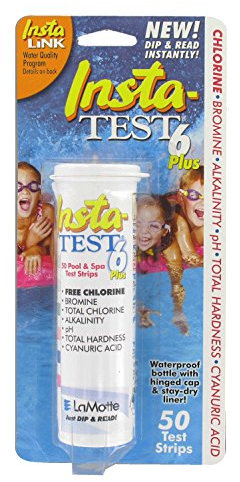 LaMotte Insta-Test 6, cloro PlusFree, bromo, cloro, alcalinidad, pH, dureza total, ácido cyanuric