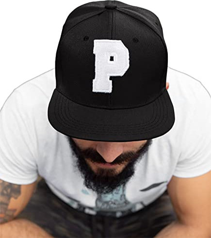 4sold ABC Letter Snapback Cap in Black/White with Letters A to Z Schwarz (P)