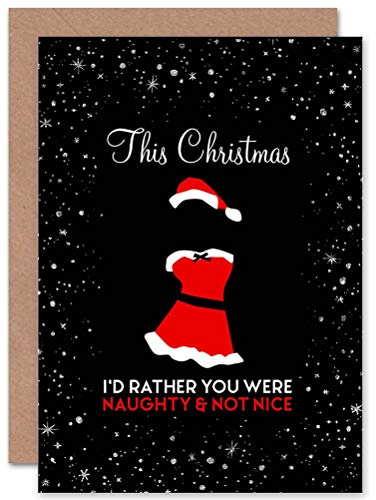 Wee Blue Coo Christmas Santa Funny Naughty Nice Kinky Sealed Greeting Card Plus Envelope Blank inside