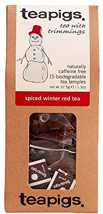 teapigs Spiced Winter Red Tea Bags - Rooibos Herbal Blend with Cinnamon, Orange Peel & Whole Spices - Festive & Warming Caffeine-Free Tea - 15 Eco-Friendly Biodegradable Tea Temples (1 Pack)