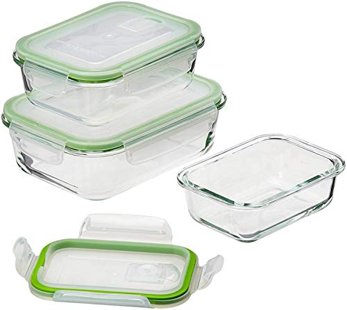GOURMETmaxx Glas-Frischhaltedosen Klick-it 3er Set | Als Brotdose oder für Meal Prep | Spülmaschinen- Mikrowellen- und Gefrierschrankgeeignet | Aufbewahrungsbox mit Deckel