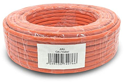 ARLI CAT 7 Verlegekabel 50m Netzwerkkabel CAT.7 LAN Halogenfrei Installationskabel SFTP S/FTP CAT7 PIMF Kabel Netzwerk Verkabelung Datenkabel AWG23/1 geschirmt Gigabit Kupfer Ethernet Klasse F 50 m