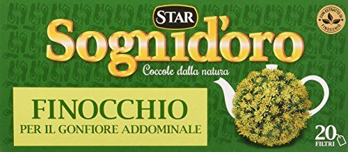 Sognid'Oro - Infuso Finocchio, Riduce il Gonfiore Addominale - 4 confezioni da 20 filtri [80 filtri, 160 g]