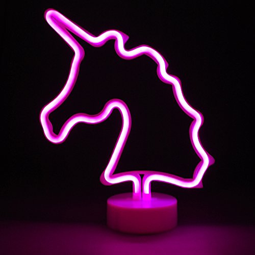 simpa LED Novelty Neon Light - UNICORN PINK - Choose from various designs & colours - Ideal for your home, office desk or as a gift - USB power cable included. Uses 3 x AA Batteries Not Supplied
