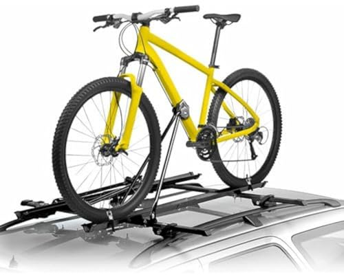 BBROS Portabici da Tetto | Acciaio | 1 Bici | 15kg | Ruote 55mm | Universale | Compatto | Cinghie Sicurezza