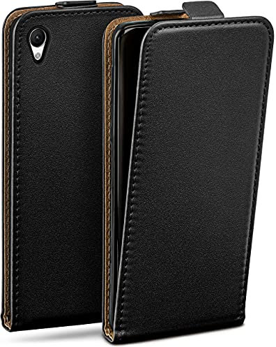 moex Flip Case für Sony Xperia XA1 Plus Hülle klappbar mit 360 Grad Schutz, Handyhülle mit Displayschutz, PU Leder Handytasche Lederhülle, Flip Case Cover Klapphülle, Schwarz