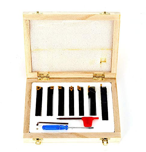 RANZIX 7 tlg Drehstahl-Satz Drehmeißel-Set mit Wendeplatten, 8 mm