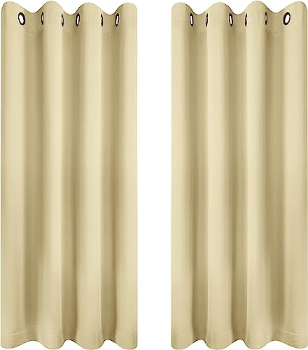 Utopia Bedding Rideaux Occultants à Oeillets 2 Panneaux [132x160 cm, Beige], Rideaux d'Isolation Thermique et Sonore pour Chambre et Salon