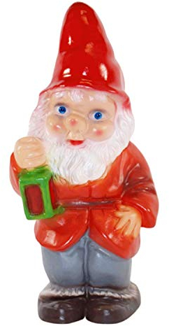 RAKSO Gartenzwerg Deko Garten Figur Zwerg mit Laterne stehend aus Kunststoff Höhe 33 cm