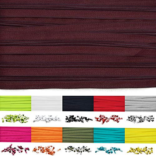 10m Endlosreißverschluss 5mm mit 20 zipper reißverschluss endlos Weinrot