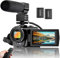 Cámara de vídeo YouTube Vlogging Cámara de Grabación FHD 1080P 24.0MP 3.0 pulgadas Pantalla de rotación de 270 grados Videocámara Zoom 16X con micrófono, control remoto y 2 baterías