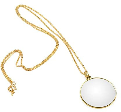 monokel mit Loupe kette monacle Lupe Monokel Linse, 2 Farben 5X Lupe Monokel Linse Leselupen-Anhänger Halskette Lupe Objektiv für die älteren Lesung(Gold)