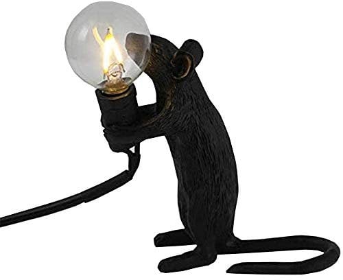 N / A Mouse Table Lamp Creative Resin Desk Light Bedside Lamp Light Home Room Decor, Black, Standing