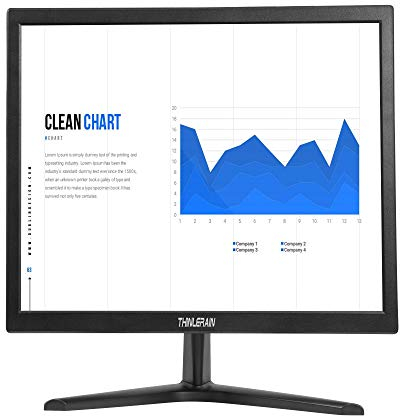Thinlerain Ecran PC 17 Pouces Moniteur LED 1280 X 1024 avec VGA/HDMI/VESA, écran 4: 3, 60 Hz, 5ms, Moniteur à Panneau TN, Haut-parleurs intégrés