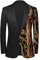PYJTRL Uomini Moda Viola Colorato Velluto Lustrini Blazer (46, Black)