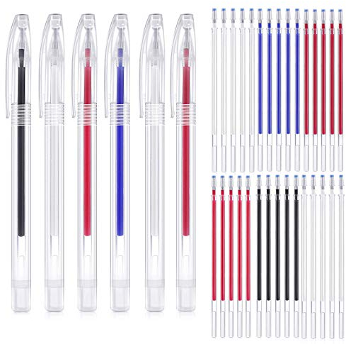 Zngou 6 Colors Heat Erasable Fabric Pens Quilting Heat Erase Fabric Marking Pens with 30 PCS Erasable Pen Refills Sewing Marker for Clothes T Shirts Dressmaking Embroidery