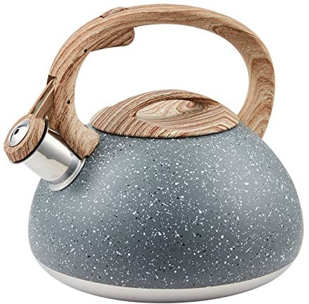 Whistling Tea Kettle Stainless Steel Teapot, Teakettle for Stovetop Induction Stove Top, Fast Boiling Heat Water Tea Pot 2.2 Quart(Gray)