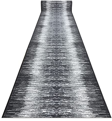 rugsx Antirutsch Teppichläufer Toltec - moderner Kurzflor für Küche, Flur & Wohnzimmer, Meterware, grau 100x350 cm