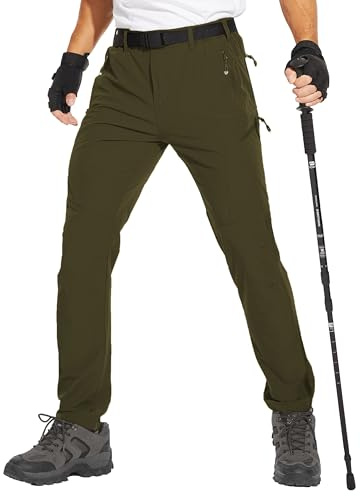 NATUVENIX Pantalon de randonnée imperméable pour homme, léger et à séchage rapide, pantalon d'escalade extensible pour les voyages et le travail, 30W / 30L