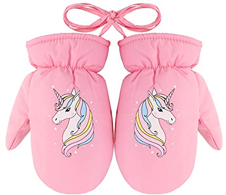 QKURT Gants de Ski Enfants, Moufles de Ski Fille Garçon Gants Chaud Hiver Moufles Coupe-Vent Respirant Snowboard pour Vélo Équitation Patinage Garçons Filles 3-5 Ans