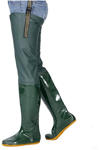 Hüfte Wathose, PVC Leicht Wasserdicht Hüftstiefel für Männer Frauen, Angeln Jagd Anti-Rutsch Verschleißfest Stiefelfuß (Color : Green, Size : US10/EU43/UK9)