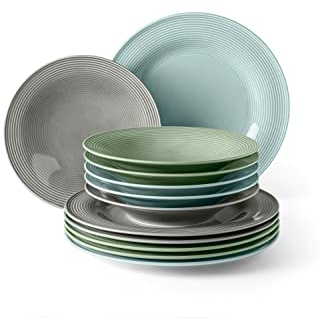 Seltmann Weiden Beat Tafelserivce 12 Tlg. Je Zwei Teller Perlgrau, Arktisblau und Salbeigrün