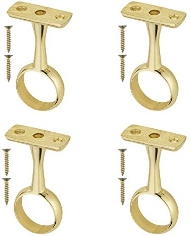 TERF® Lot de 4 supports de fixation en laiton poli pour tringle à rideau jusqu'à 19 mm de diamètre