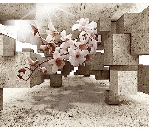 murando Fototapete Premium-Vlies 3d Effekt Illusion 400x280cm Foto Tapete Schlafzimmer Wohnzimmer Vliestapete XXL Wandtapete Motivtapeten Bildtapete 3d Effekt Wand Dekoration Flur Blumen Orchidee