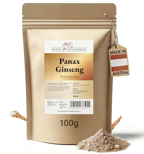 Ginseng Pulver 100g | Panax ginseng Wurzel fein gemahlen | Nahrungsergänzungsmittel mit Ginsengwurzel in Lebensmittelqualität