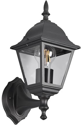 Trio Leuchten Außen Wandleuchte Livenza 205760132, Aluminium Druckguss, Glas klar, exkl. 1x E27, Schwarz Matt