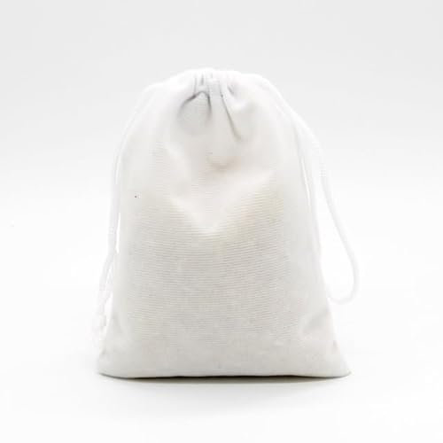 MObyat 50/100 Stück Kordelzug, bunte Samtbeutel, Flanell, Schmuck, Schmuckbeutel, Geschenk-Display, Verpackungsbeutel, individuell anpassbar, weiß, 9 x 12 cm, 50 Stück