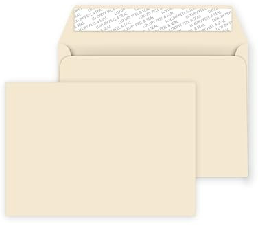 5 x 7 / 133mm x 184mm Coloured Envelopes Great for Greeting Cards, Wedding Invitations, Crafts, Business/Office - Pack of 25 Envelopes (Ivory Peel & Seal)