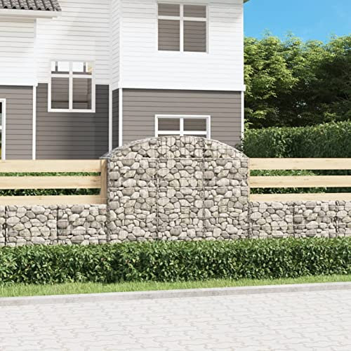 Homgoday Gabionenkorb mit Bogen, 150 x 50 x 120/140 cm, verzinktes Eisen, Gabionen für Steine, Gabionen, Blumenkästen