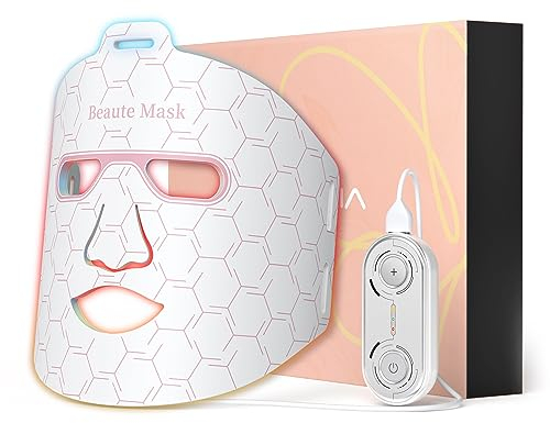 IBORRIA LED-Gesichtsmaske mit Rotlichttherapie, Led Maske Lichttherapie für Gesicht und Haut, 3-Farben mit Nahinfrarotlicht, Pflegegerät und Schön für alle Hauttypen, zu Hause (Weiß)
