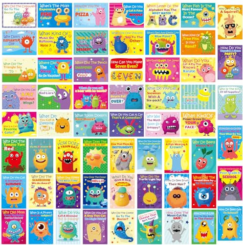 ceiba tree 60PCS Mini Valentines Day Cards Monster Lunch Box Joke Notes for Kids Small Happy Valentine's Day Cards Lunchbox Notecard for Boys and Girls School Classroom Supplies