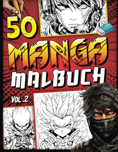 Manga malbuch: 50 detaillierte Porträt - einzigartige Zeichnungen zum Ausmalen – Malvorlagen für japanische Comics Mangas, Anime Shonen, Ninja, ... Jugendliche Erwachsene, Mädchen und Jungen