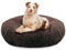 bluzelle Hundebett Große Hunde, 100cm Hundekissen Rund Donut Kissen Hundekorb Flauschig Plüsch, Ergonomisch Bezug Waschbar rutschfest Weich Kuschelig Kunstfell, Farbe:Coffee