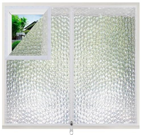 Fenster Isolierfolie,Thermofolie Fenster Gegen Kälte,Doppelt Verdickt Fenster Isolierung,Winter Warmer Kälteschutzfolie,Winddichter Vorhang,mit Reißverschluss,Breite x Höhe (90x200cm)