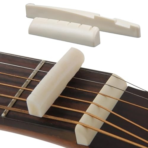 Knochen Stegeinlage,Knochengitarre Aus,Knochen Stegeinlage für Akustische Gitarre,Brücke Sattel und Nut Ersatz für 6 String Klassik Gitarre Teile Sattel Nuss Mutter Ersatz zum Akustikgitarre Ersatz