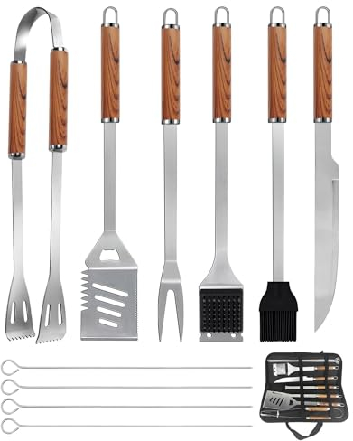 KALAHOL 11-in-1 BBQ Tools Set Extra Thick Stainless Steel Grill Tool Set with Storage Bag, Premium Complete Outdoor BBQ Utensils Set Professional Barbecue Accessories BBQ Kit for Men and Women Gift