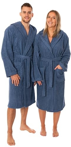 Lavea Mexico - Luxuriöser Bademantel mit Kapuze, 100% Baumwolle, Weich & Saugstark - Ideal für Spa & Zuhause, Unisex Design, Größe XL, Navy