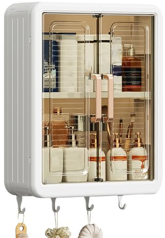 SENZZ Armoire de rangement murale avec porte, support pour pots à condiments pour salle de bain