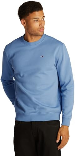 Tommy Jeans Tjm Reg S Flag Crew Dm0Dm20741, Felpa Pullover, Uomo, Blu (Colorado Blue), S
