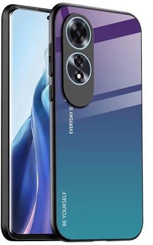 EASSGU Funda Adecuada para OPPO A60 (4G) (6.67 Inches), Carcasa Trasera de Vidrio Degradado, Funda para Teléfono Móvil Anticaída y Antiarañazos - Azul Morado