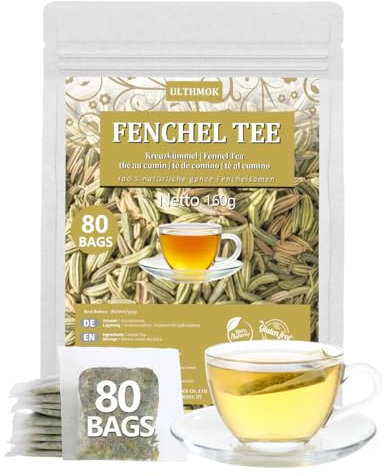 Tisana al Finocchio, Infuso al Finocchio 80 Bustine, a base di semi di finocchio naturali interi, privo di caffeina e additivi