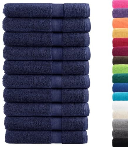 vidaXL Toallas Premium 10 uds algodón Azul Marino 100x200cm 600gsm, Toalla de Playa, Toalla de Playa, Toalla de baño Grande, Toalla de baño